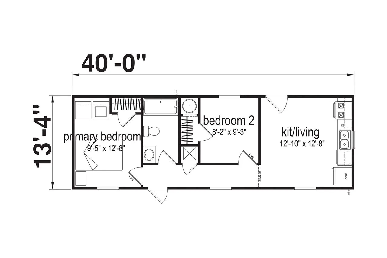 Dutch Elite 1440 floor plan, drawn by Champion Homes