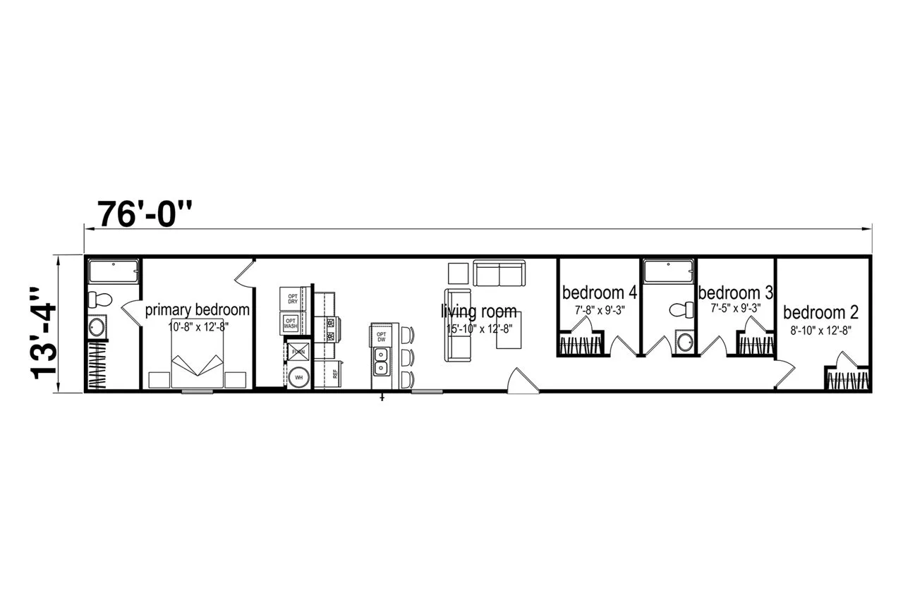 Prime 1476H42P01 floor plan, drawn by Champion Homes