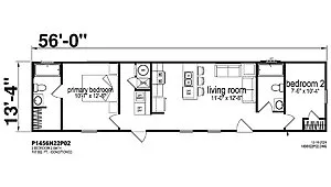 Prime Series / 1456H22P02 floor plan, drawn by Champion Homes