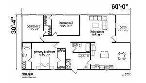 Prime Series / 3260H32P08 floor plan, drawn by Champion Homes