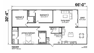 Prime Series / 3266H32P08 floor plan, drawn by Champion Homes