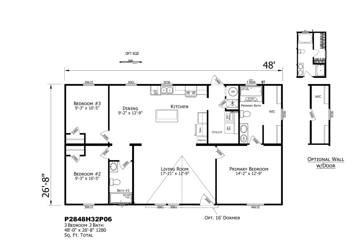 Prime Series / Churchill 2848H32P06 floor plan, drawn by Champion Homes