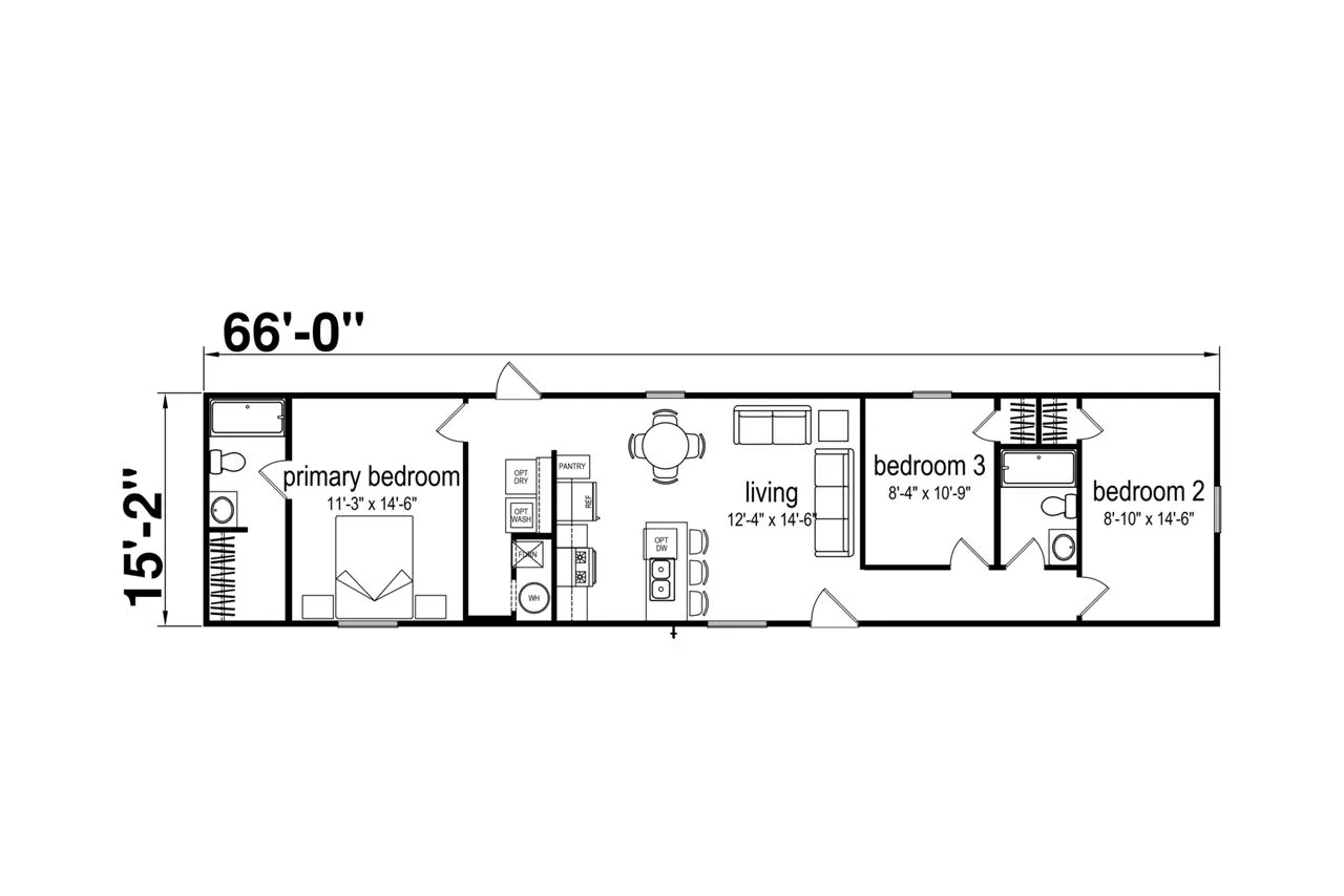 Prime Vertex 043 floor plan, drawn by Champion Homes