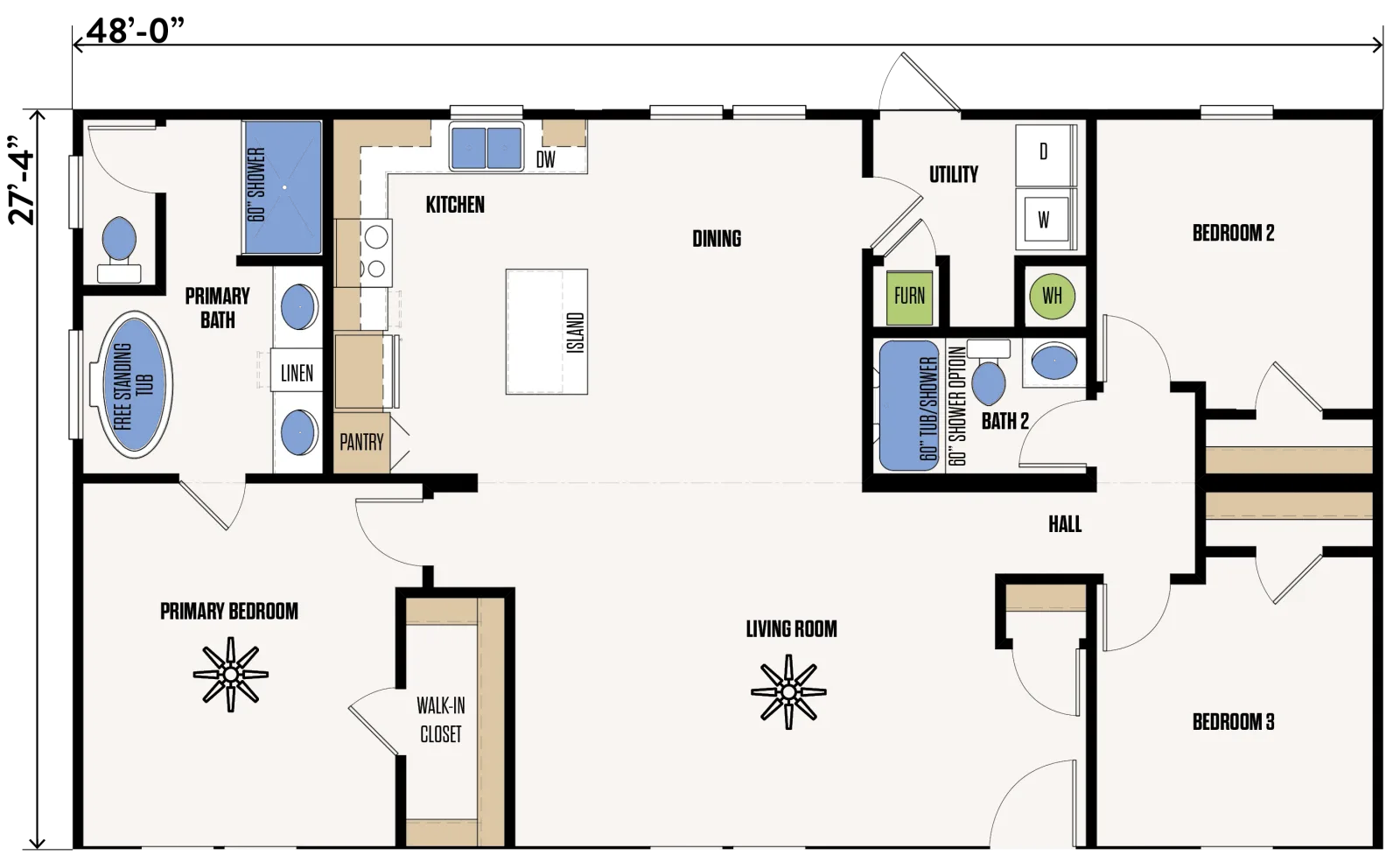 The Bailey floor plan, drawn by Marathon Homes