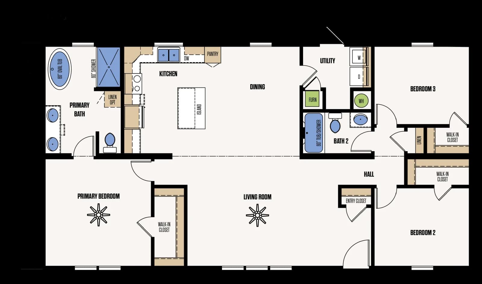The Bell floor plan, drawn by Marathon Homes