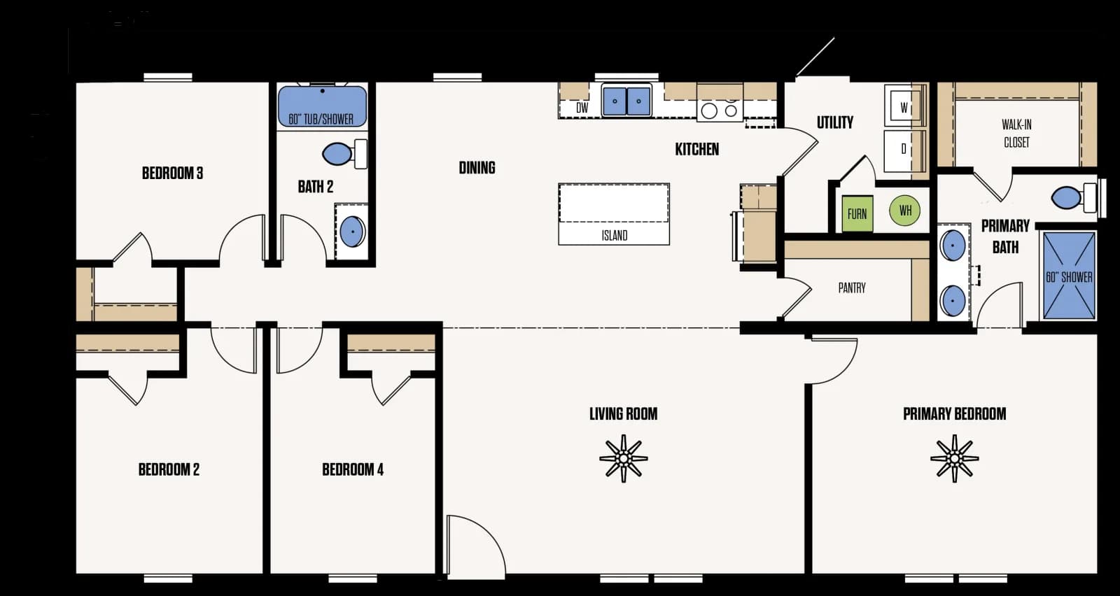 The Caldwell floor plan, drawn by Marathon Homes