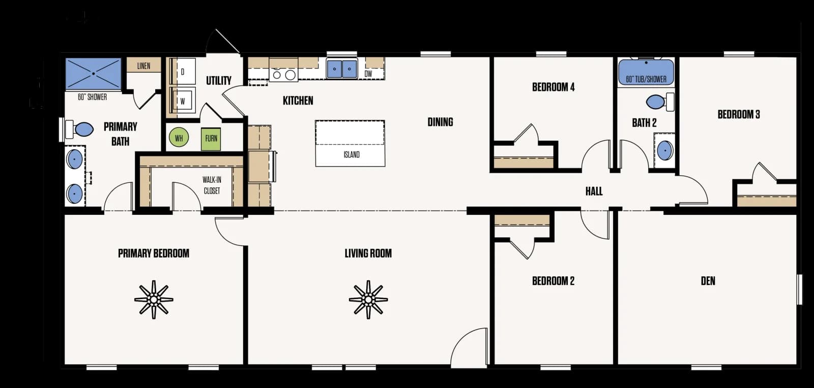 The Dawson floor plan, drawn by Marathon Homes