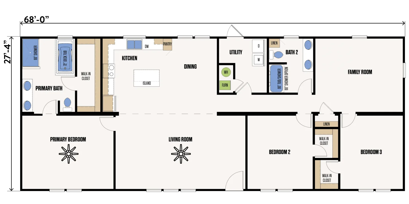 The Fisher floor plan, drawn by Marathon Homes