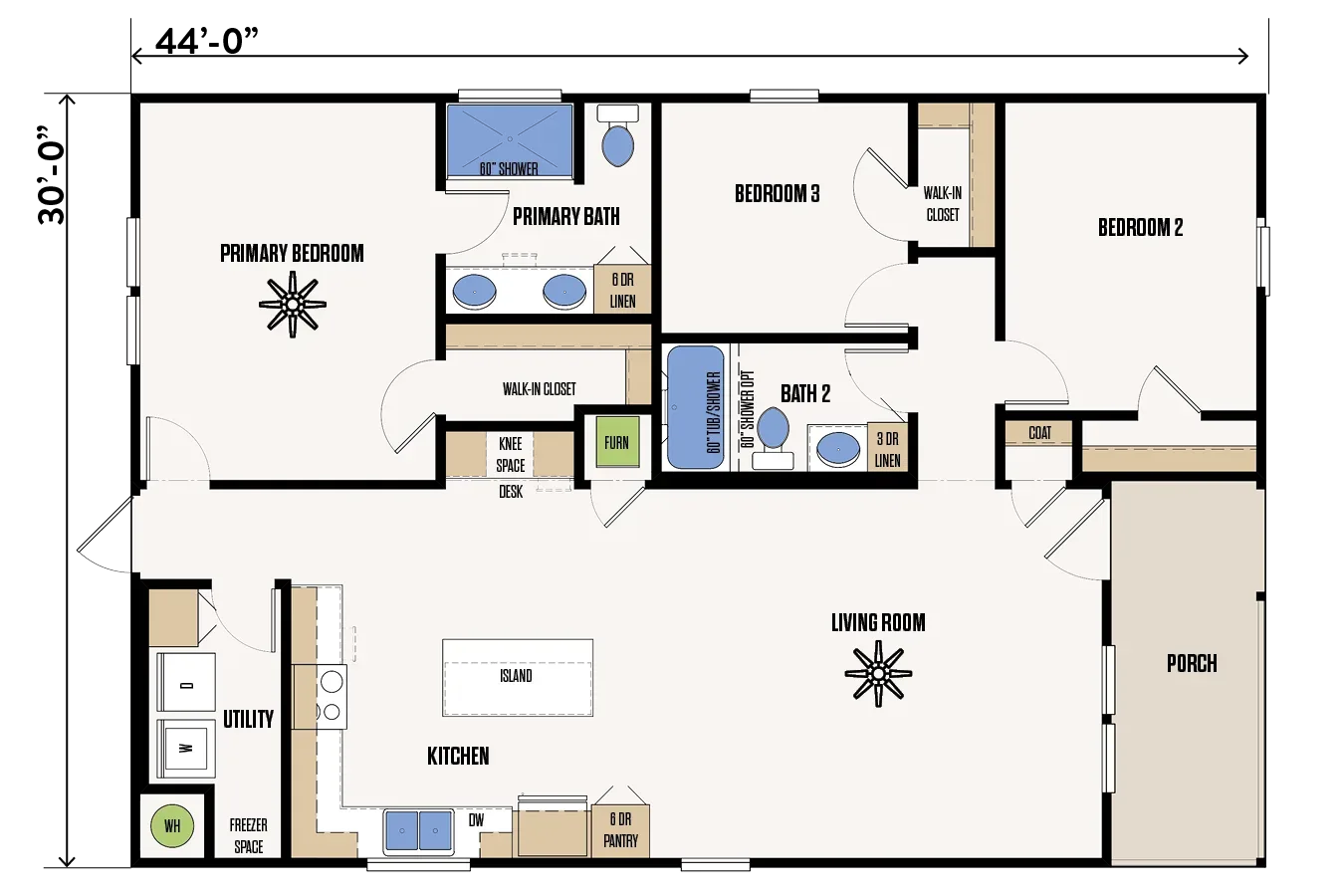 The Jefferson floor plan, drawn by Marathon Homes