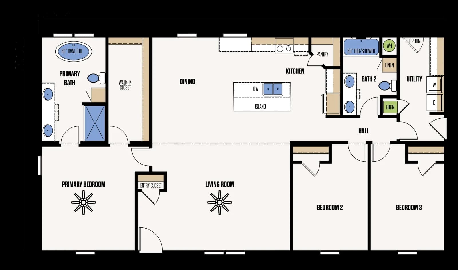 The Maverick floor plan, drawn by Marathon Homes