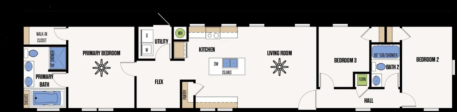 The Midland floor plan, drawn by Marathon Homes