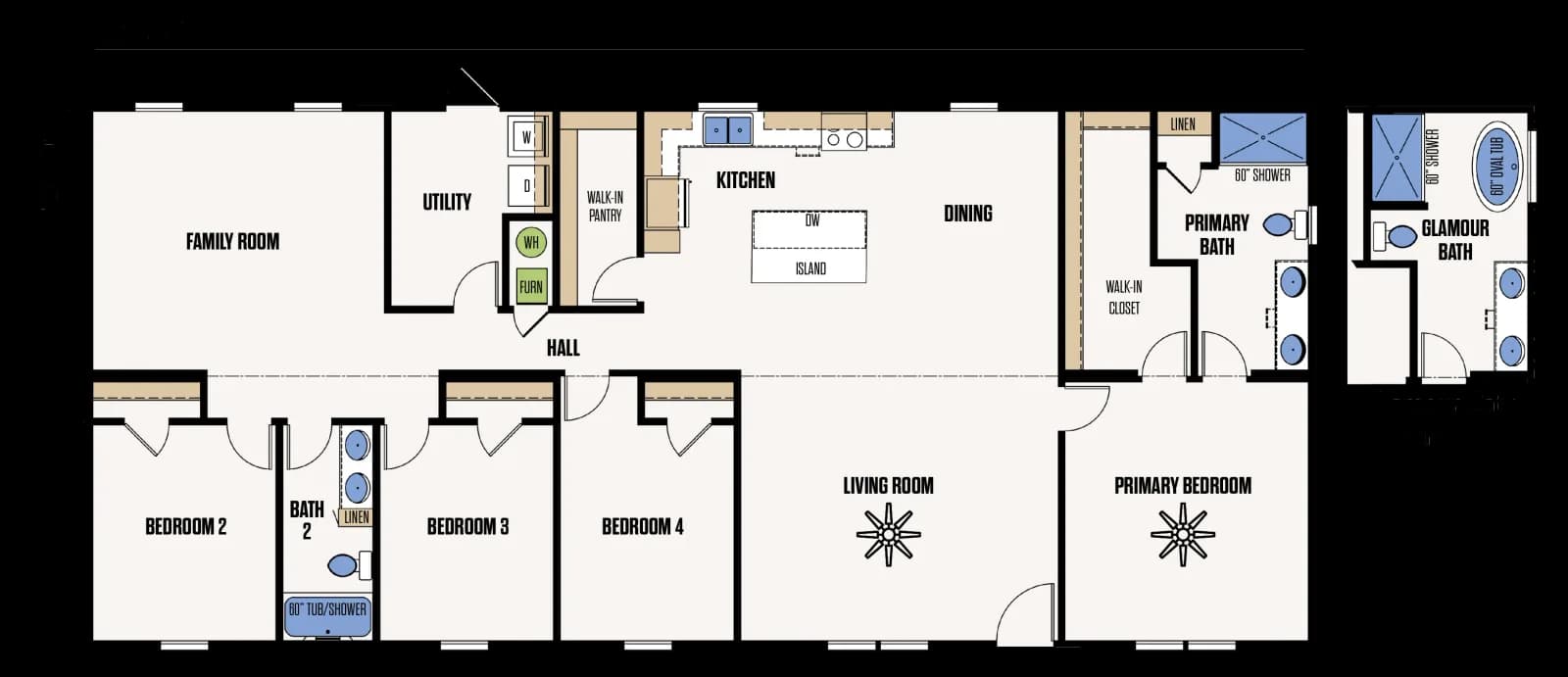 The Stonewall floor plan, drawn by Marathon Homes