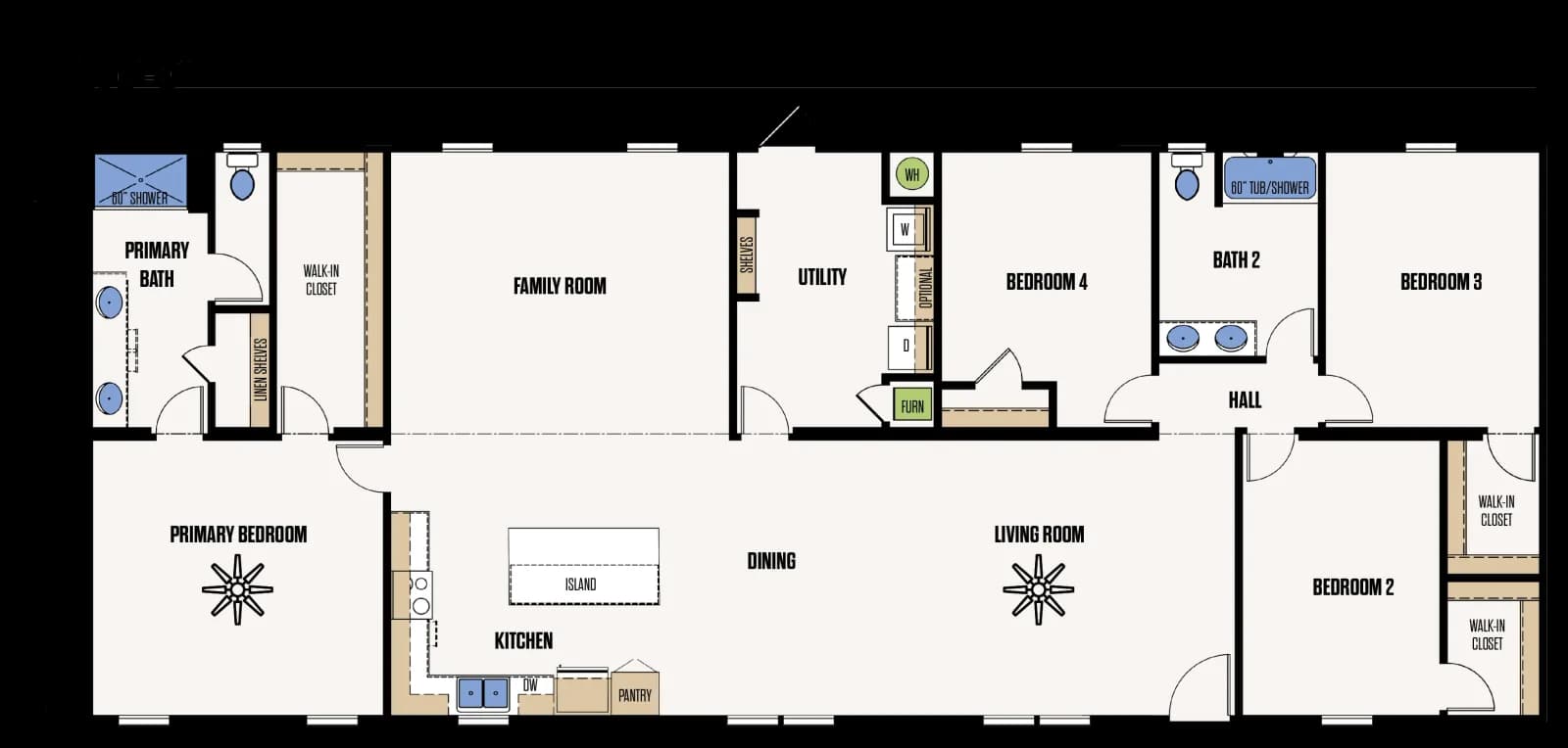 The Trinity floor plan, drawn by Marathon Homes